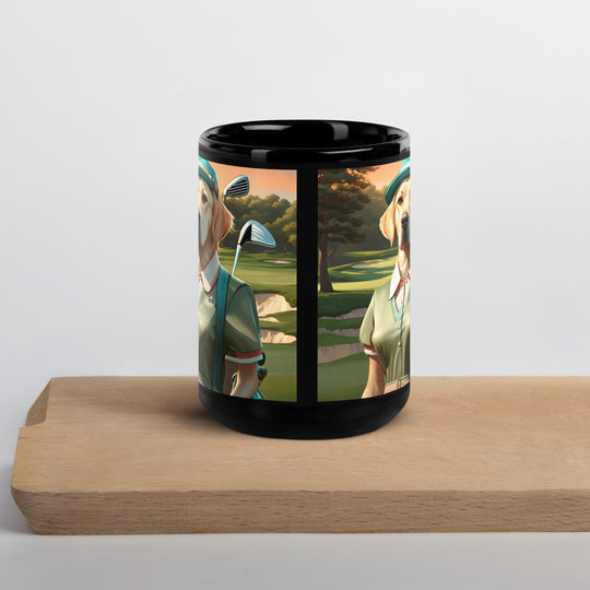 Black Glossy Mug-Labrador Retriever Golfer V20