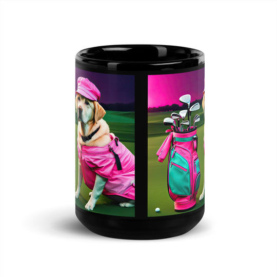 Black Glossy Mug-Labrador Retriever Golfer V21