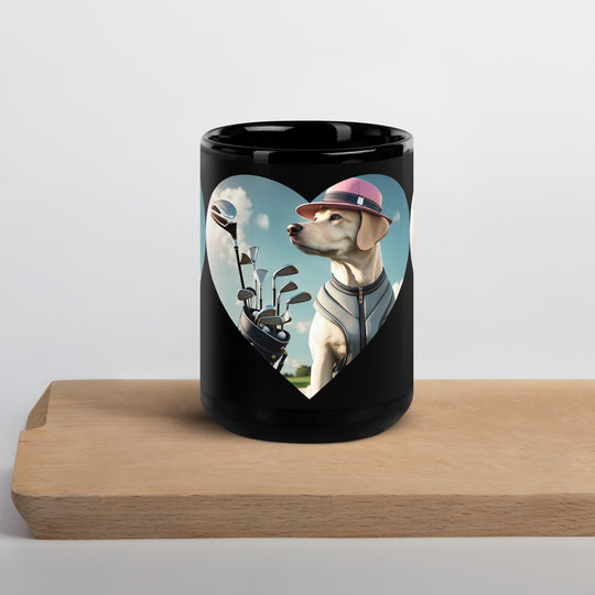 Black Glossy Mug-Labrador Retriever Golfer