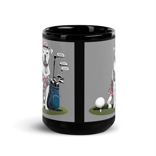 American Bulldog Golfer- Black Glossy Mug