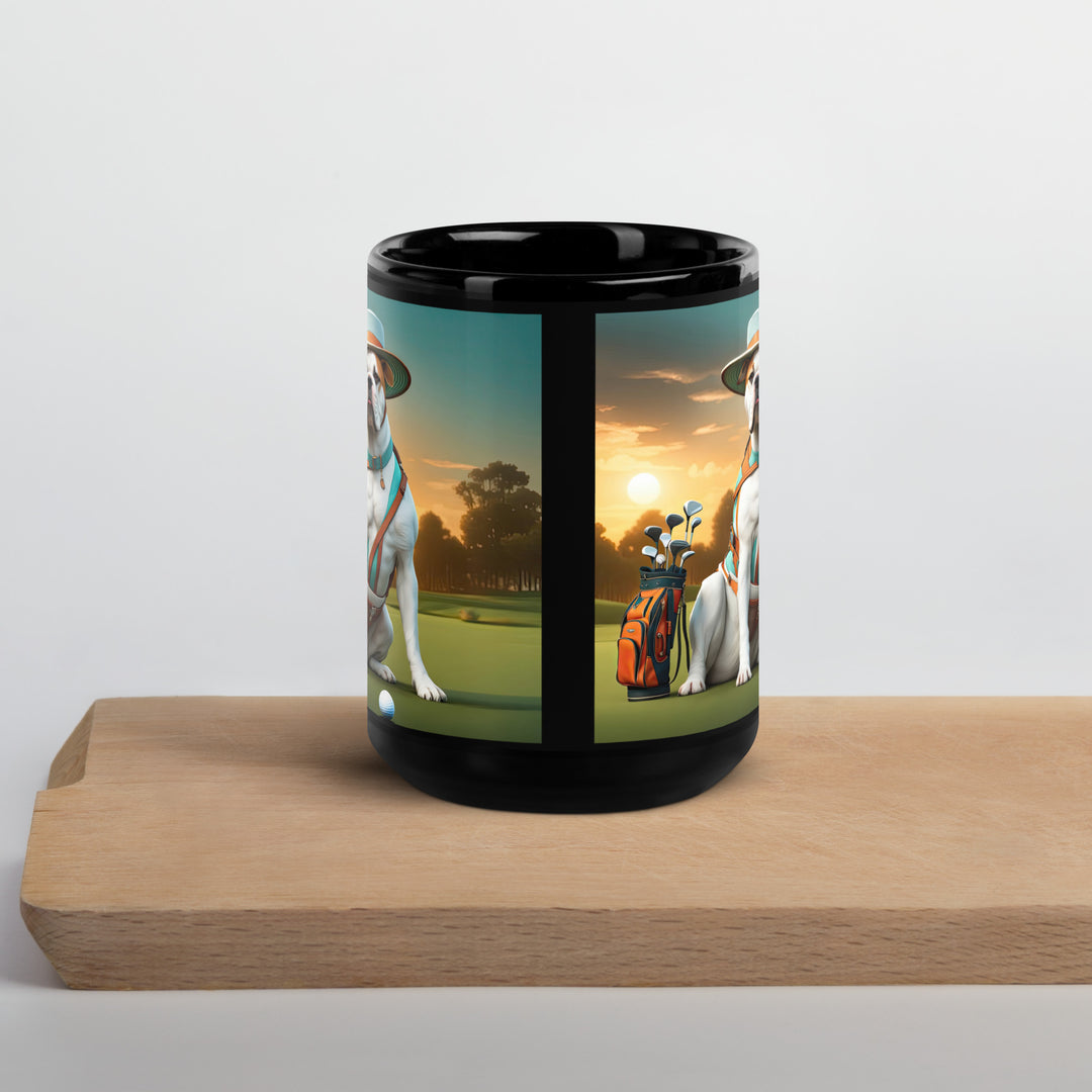 American Bulldog Golfer- Black Glossy Mug V2