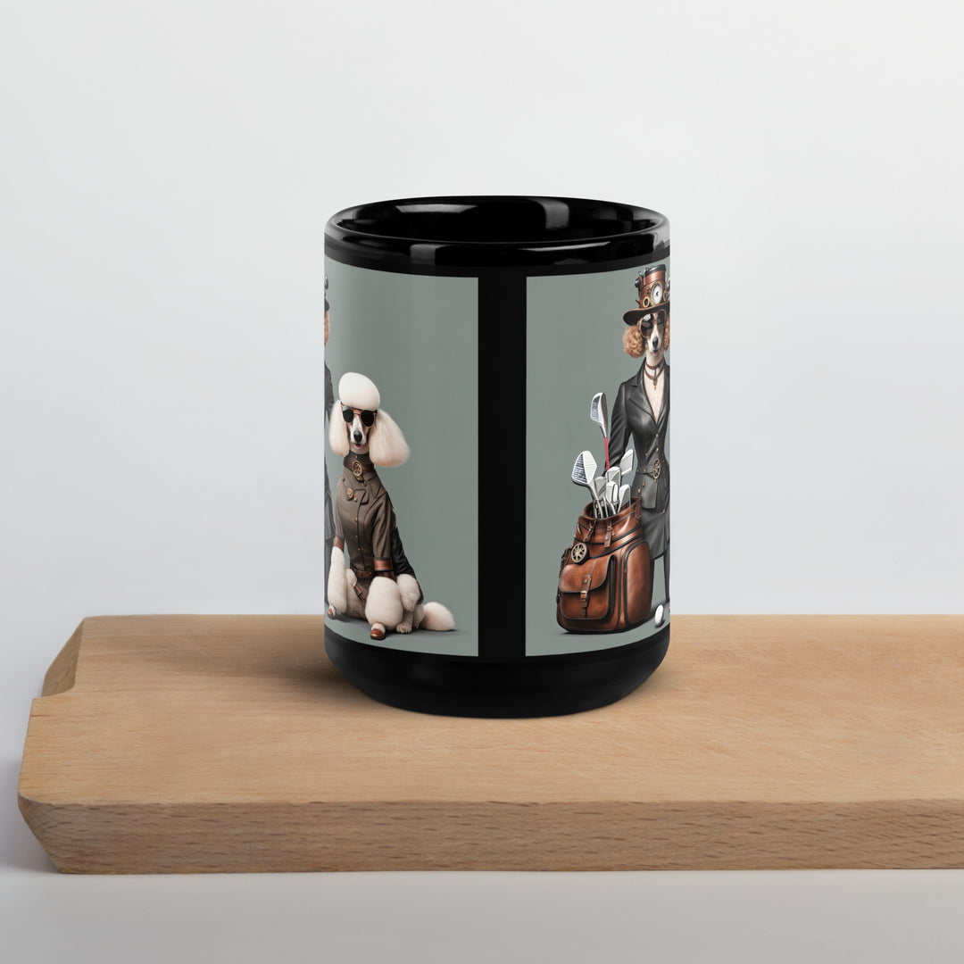 Poodle Golfer- Black Glossy Mug v5