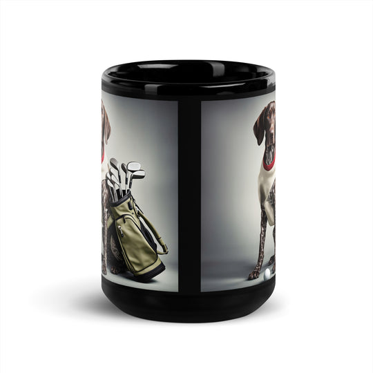 German Shorthaired Pointer Golfer- Black Glossy Mug v4