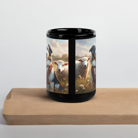 Australian Shepherd- Black Glossy Mug v4