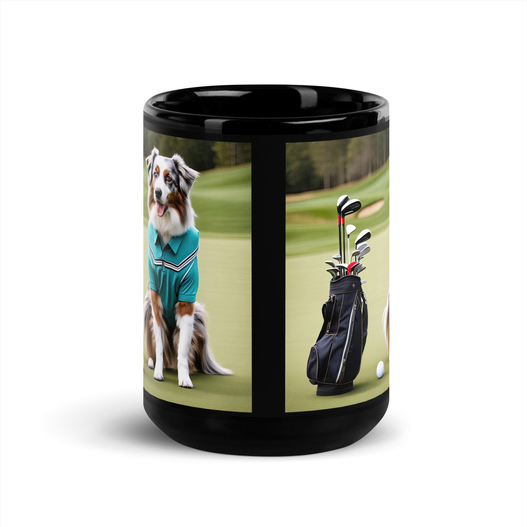 Australian Shepherd Golfer- Black Glossy Mug v4