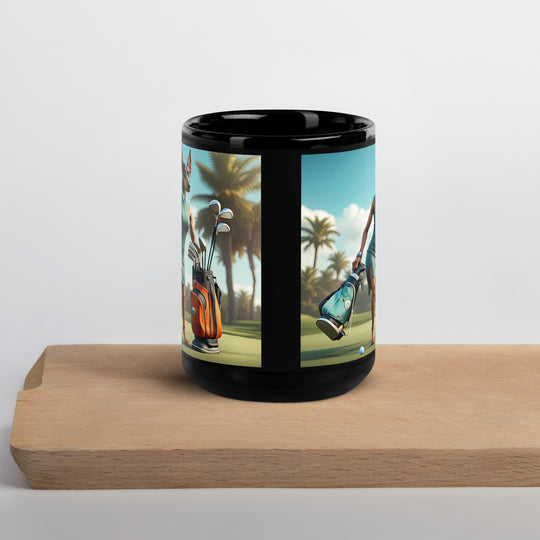 Doberman Pinscher Golfer- Black Glossy Mug v2