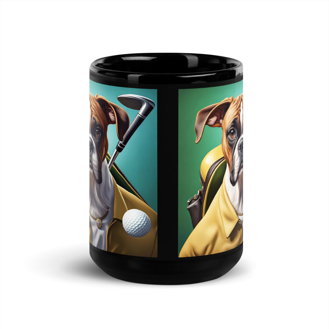 Boxer Golfer- Black Glossy Mug