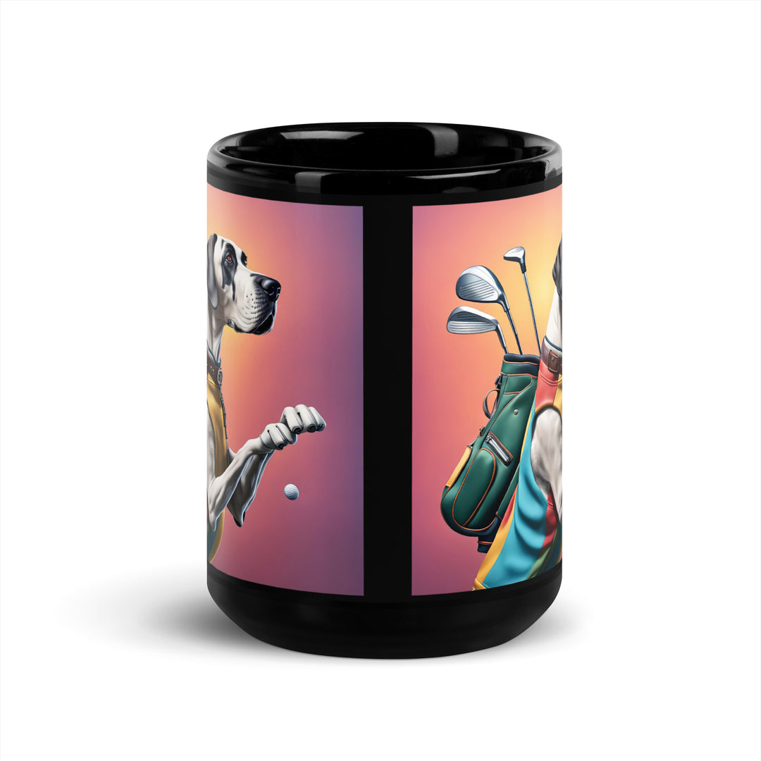 Great Dane Golfer- Black Glossy Mug