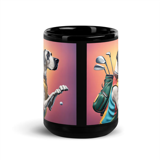 Great Dane Golfer- Black Glossy Mug