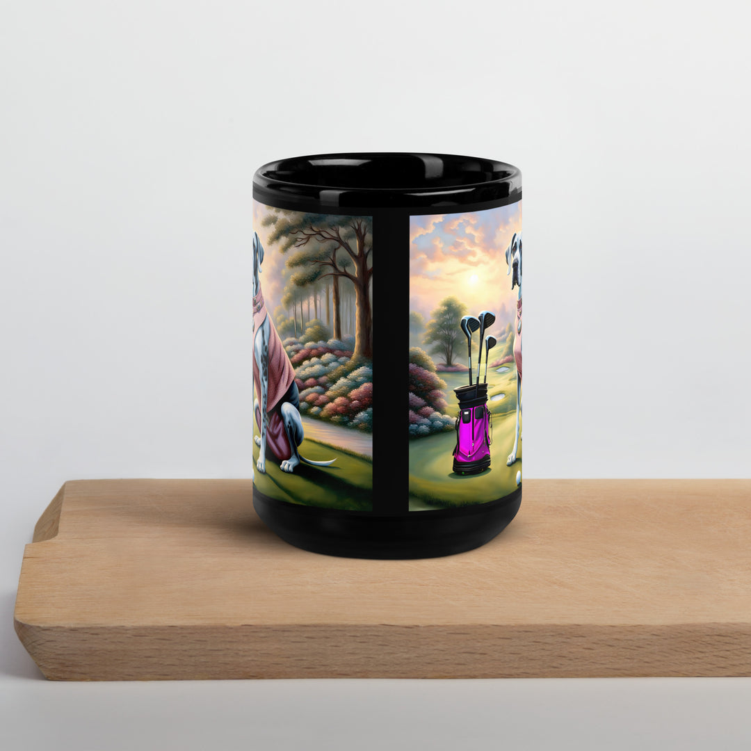 Great Dane Golfer- Black Glossy Mug v4