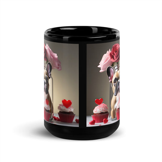 French Bulldog Romantic- Black Glossy Mug v4