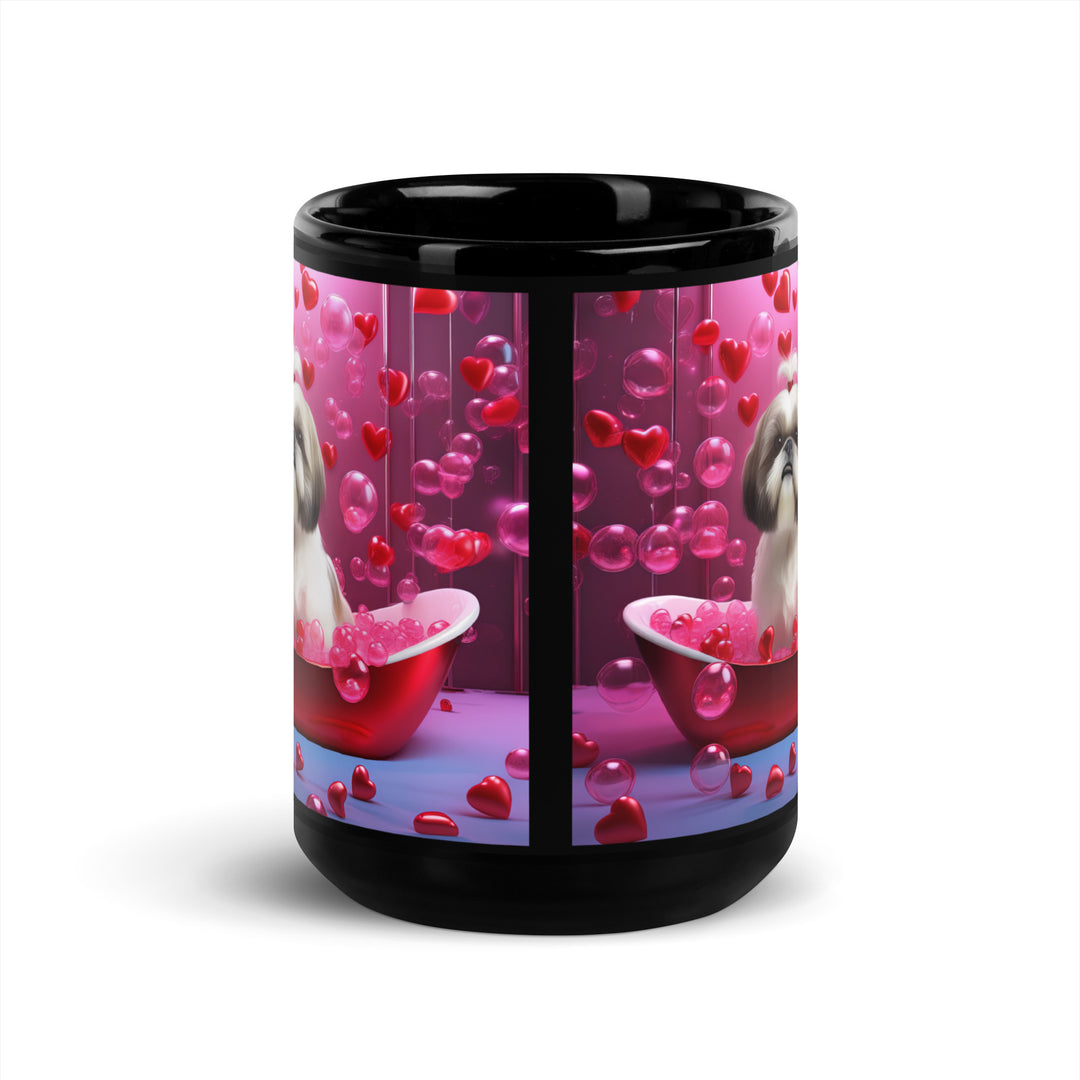 Shih Tzu Romantic- Black Glossy Mug