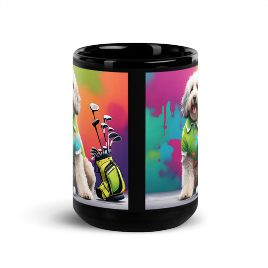 Bernedoodle Golfer- Black Glossy Mug v9