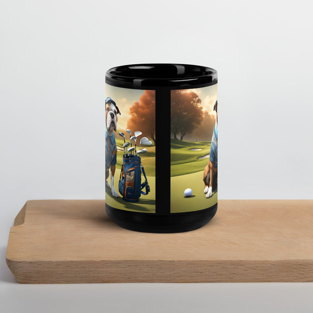 Catahoula Bulldog Golfer- Black Glossy Mug v2