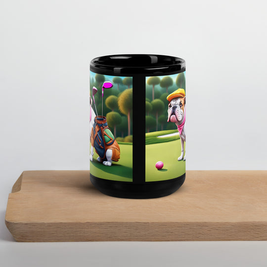 Catahoula Bulldog Golfer- Black Glossy Mug v5