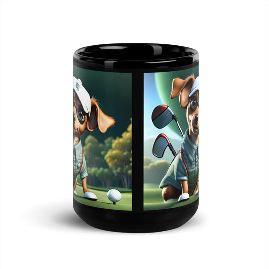 Chiweenie Golfer- Black Glossy Mug v4