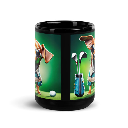 Chiweenie Golfer- Black Glossy Mug v6