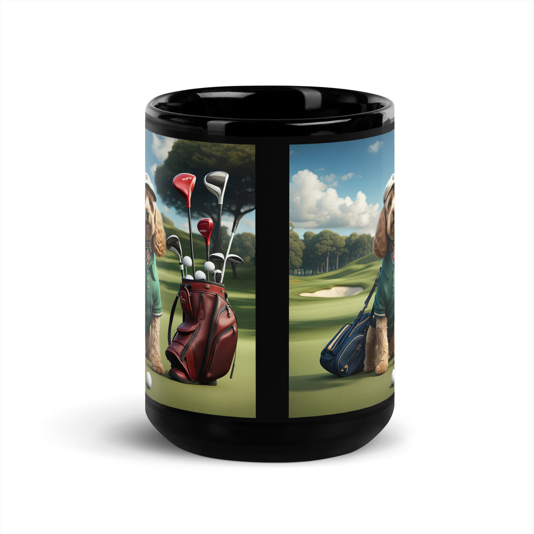 Cockapoo Golfer- Black Glossy Mug