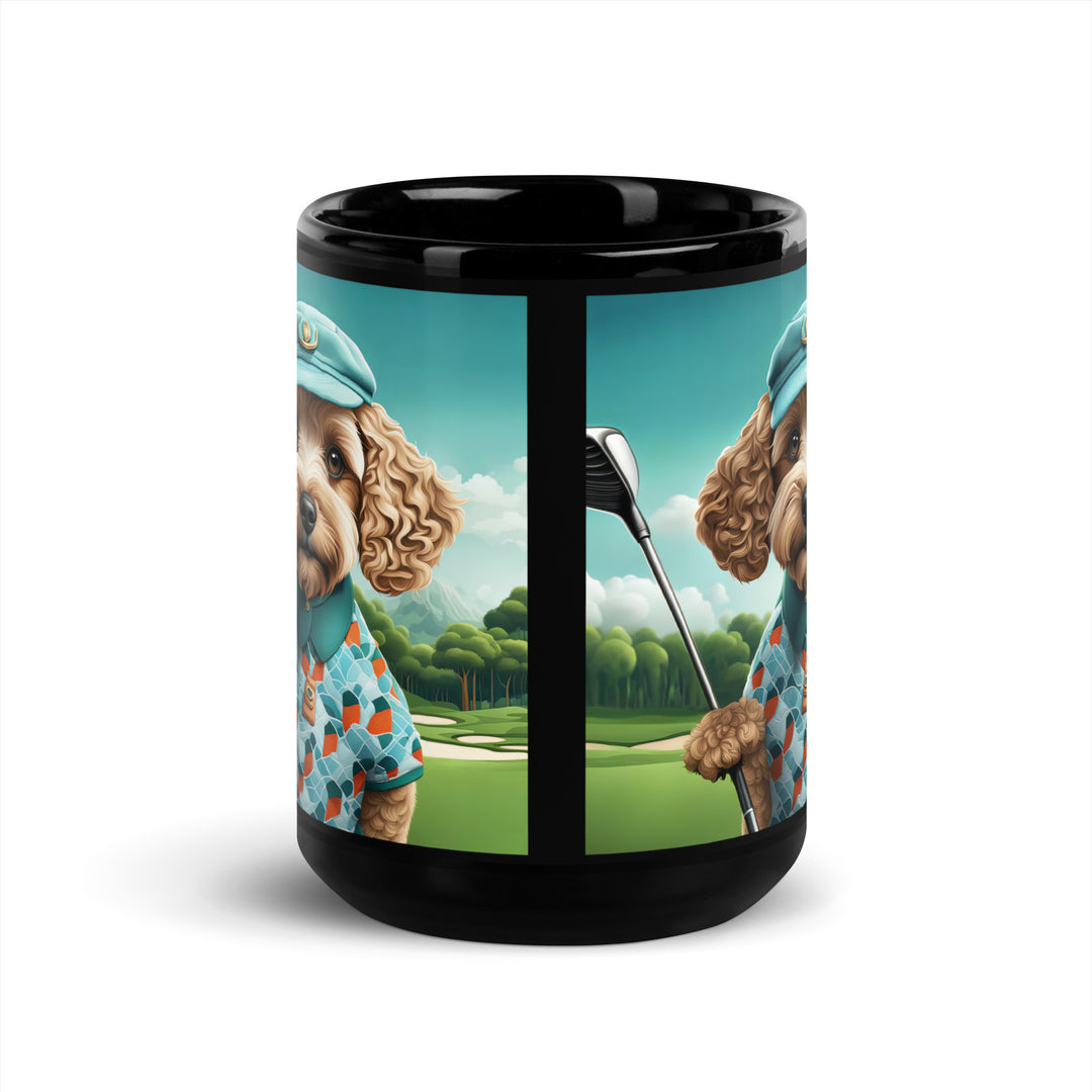 Cockapoo Golfer- Black Glossy Mug v3