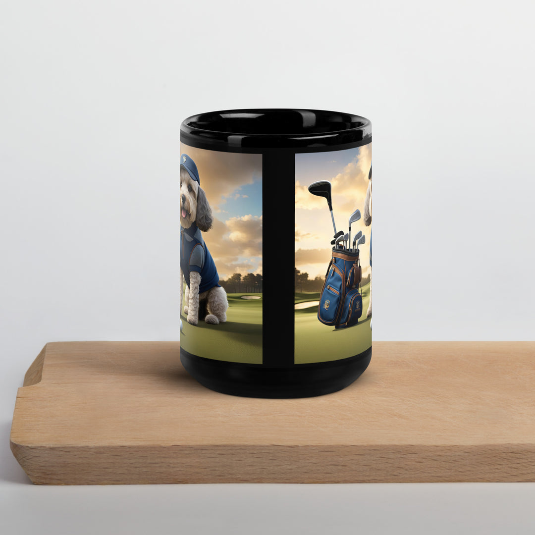 Cockapoo Golfer- Black Glossy Mug v8