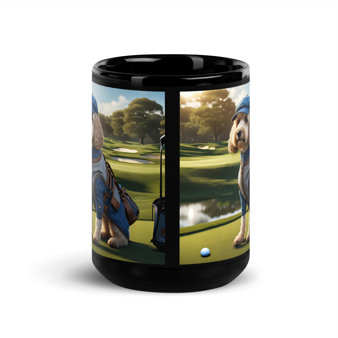 Cockapoo Golfer- Black Glossy Mug v9