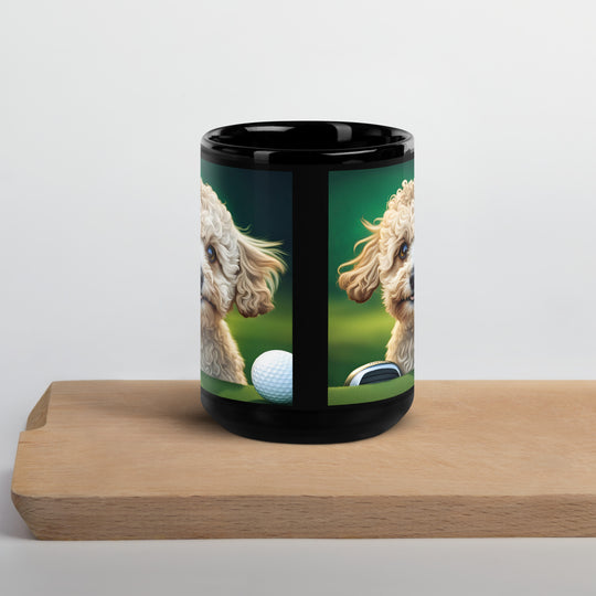 Maltipoo Golfer- Black Glossy Mug v6