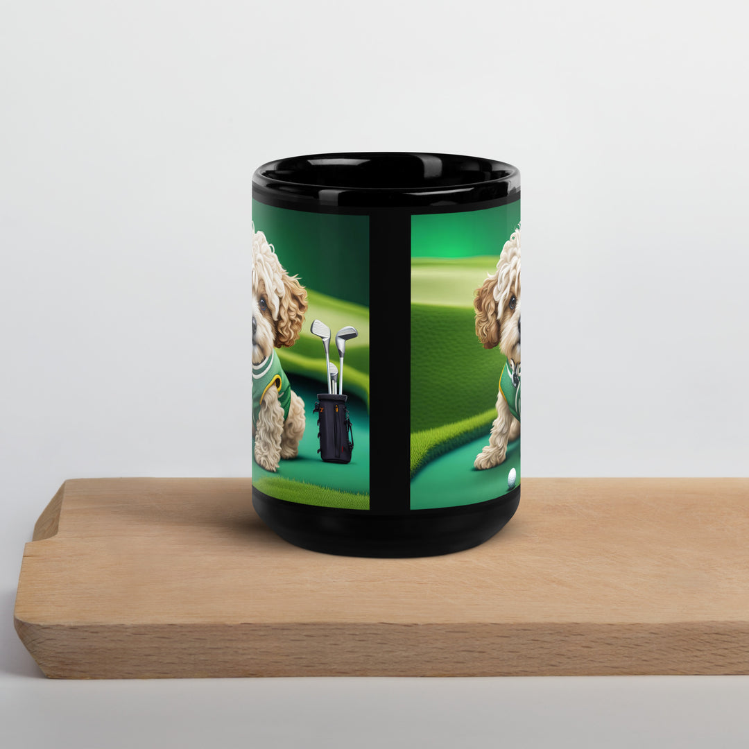 Maltipoo Golfer- Black Glossy Mug v7