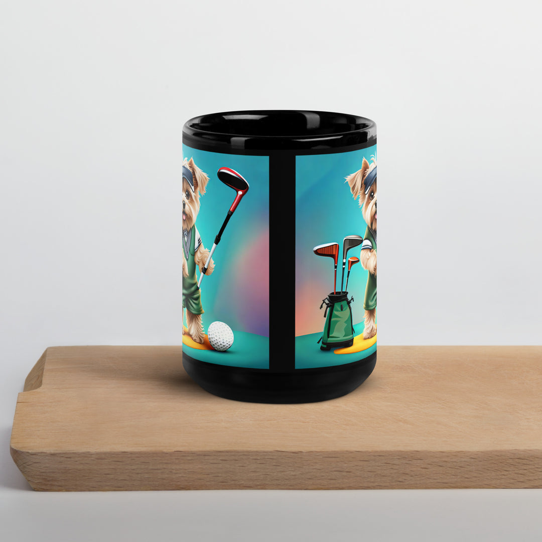 Morkie Golfer- Black Glossy Mug v3