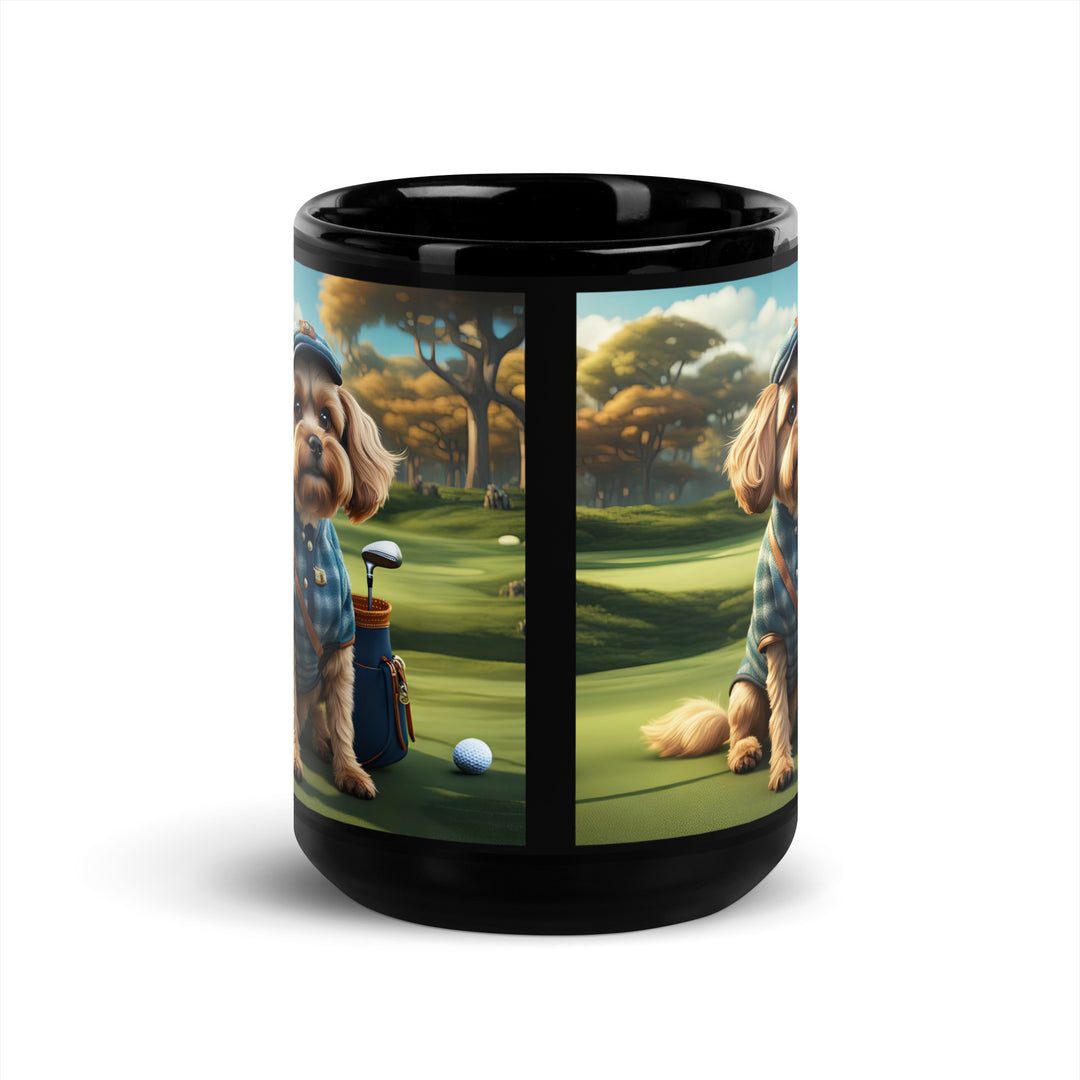 Pekapoo Golfer- Black Glossy Mug