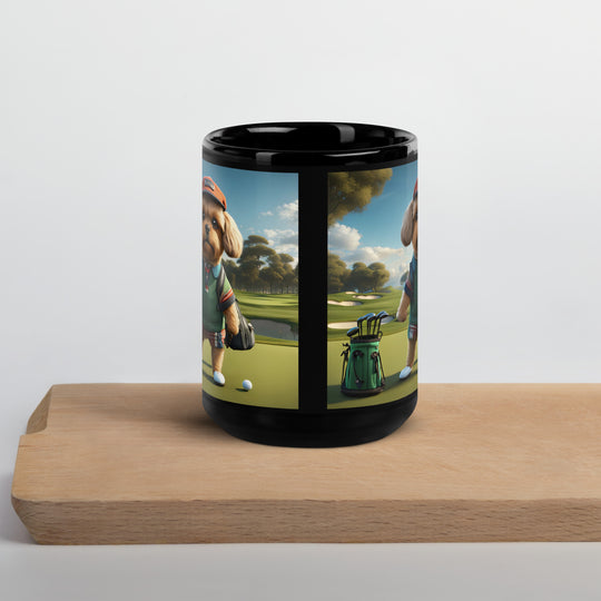 Pekapoo Golfer- Black Glossy Mug v2