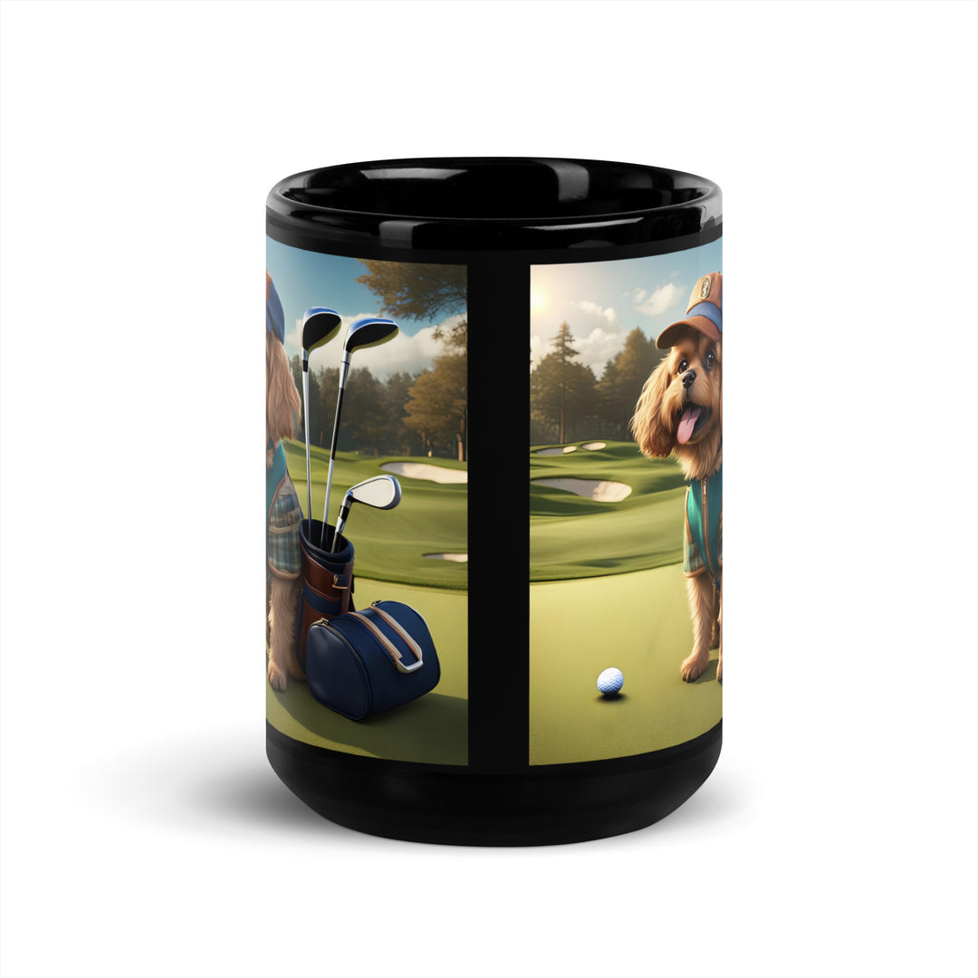 Pekapoo Golfer- Black Glossy Mug v12