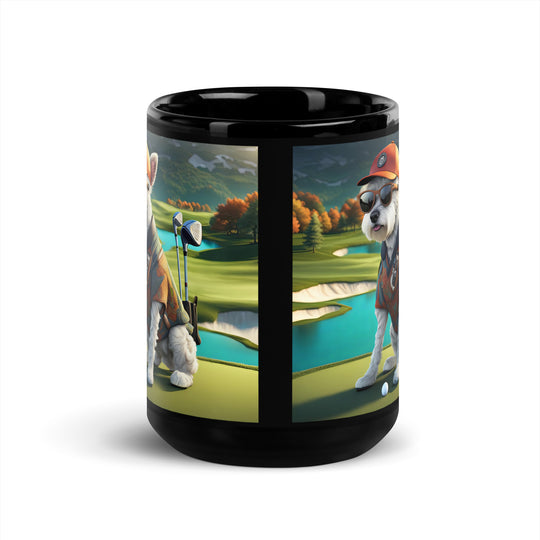 Pekapoo Golfer- Black Glossy Mug v13