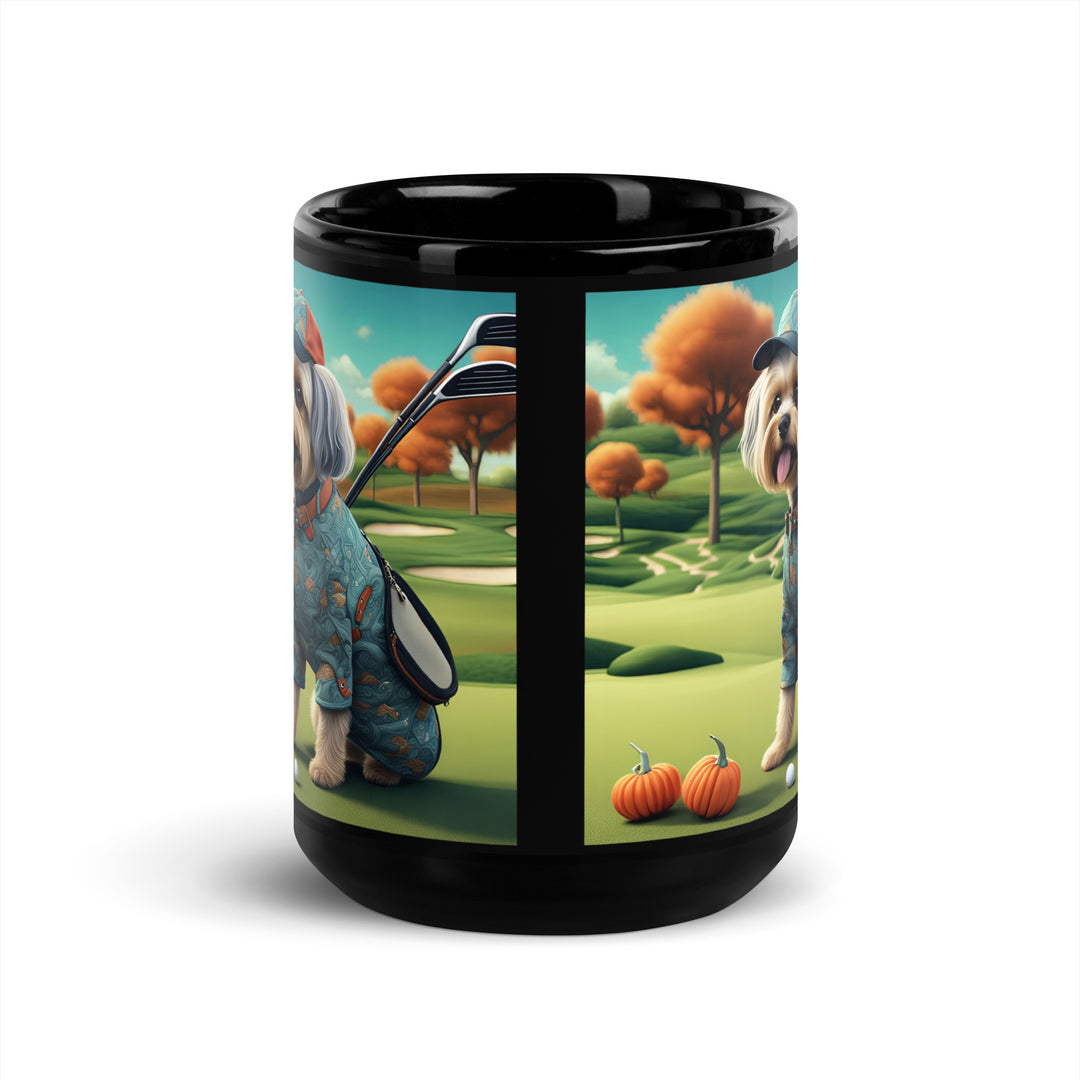 Pekapoo Golfer- Black Glossy Mug v8