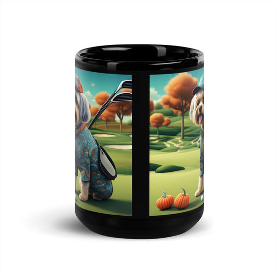 Pekapoo Golfer- Black Glossy Mug v8