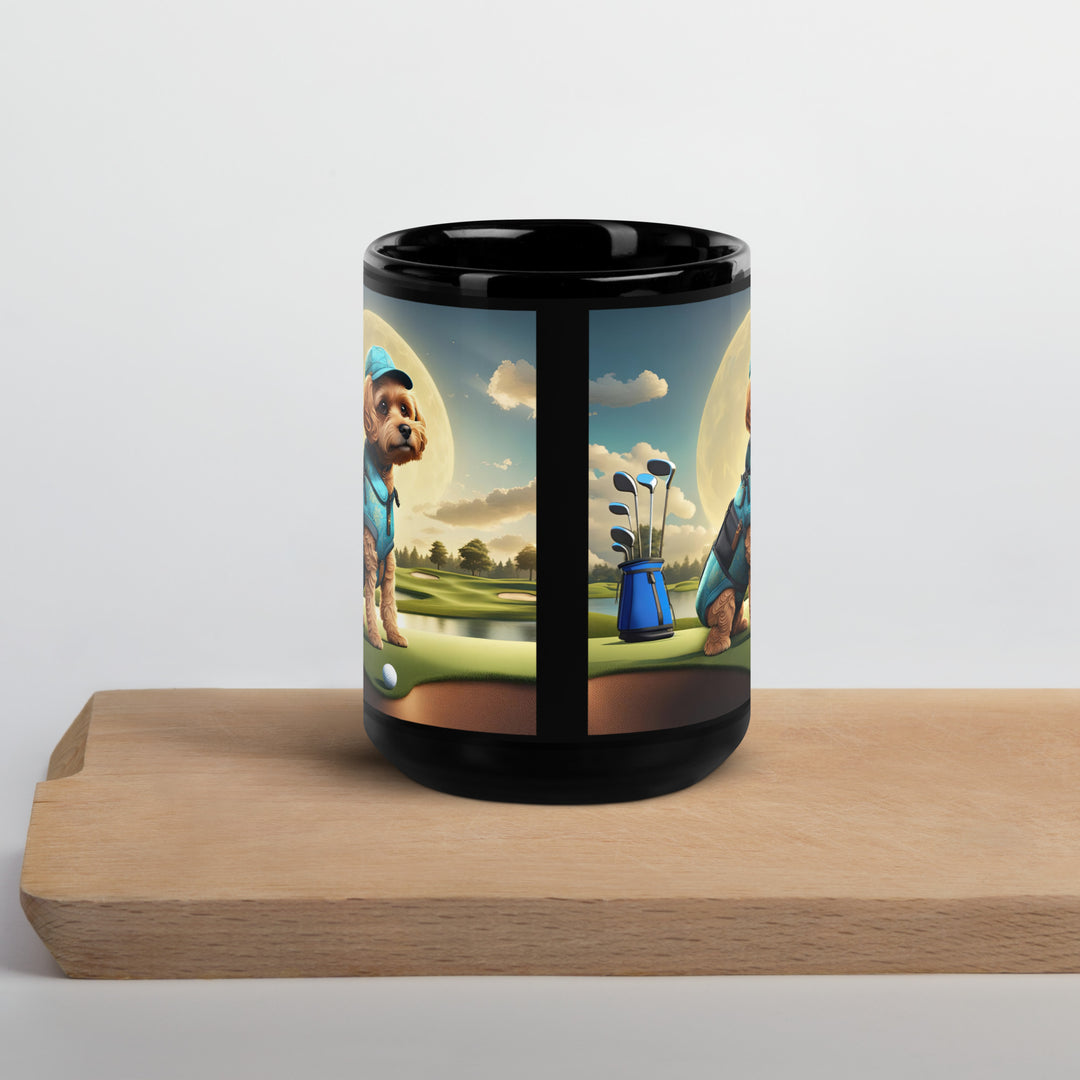 Pekapoo Golfer- Black Glossy Mug v9