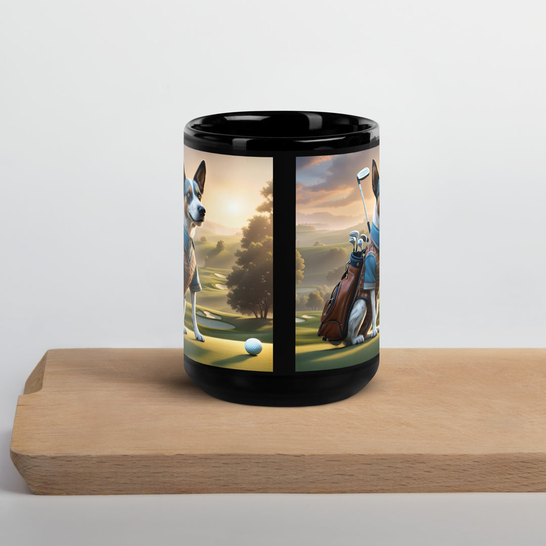 Texas Heeler Golfer- Black Glossy Mug v6