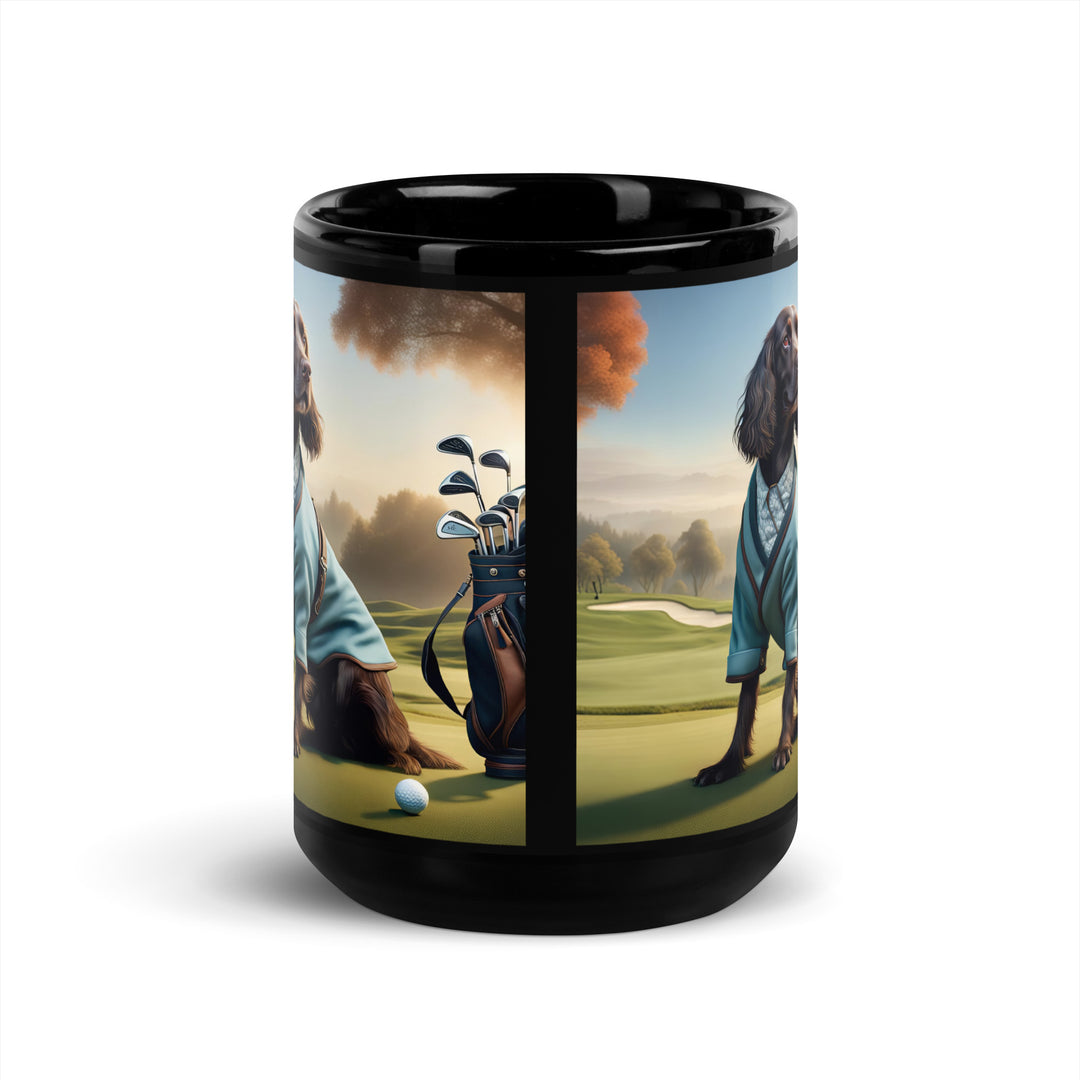 Sprocker Spaniel Golfer- Black Glossy Mug v3