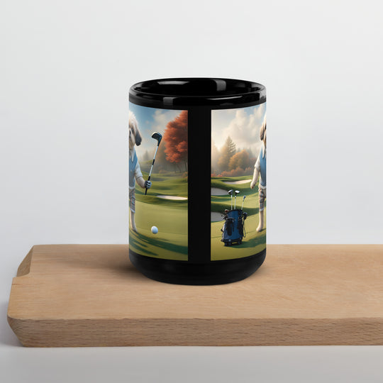Pugapoo Golfer- Black Glossy Mug