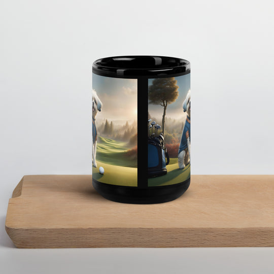 Pugapoo Golfer- Black Glossy Mug v7