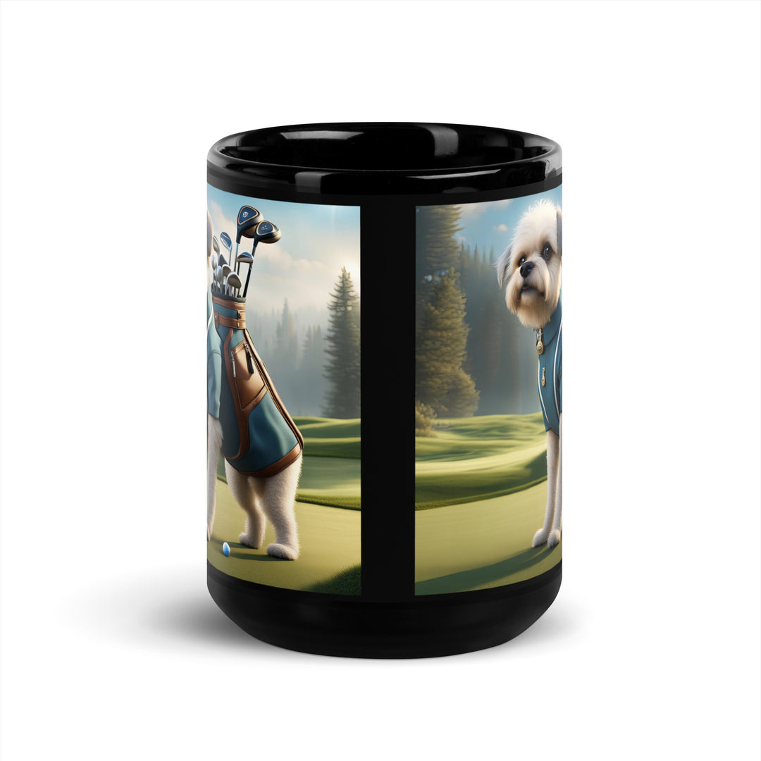 Pugapoo Golfer- Black Glossy Mug v9