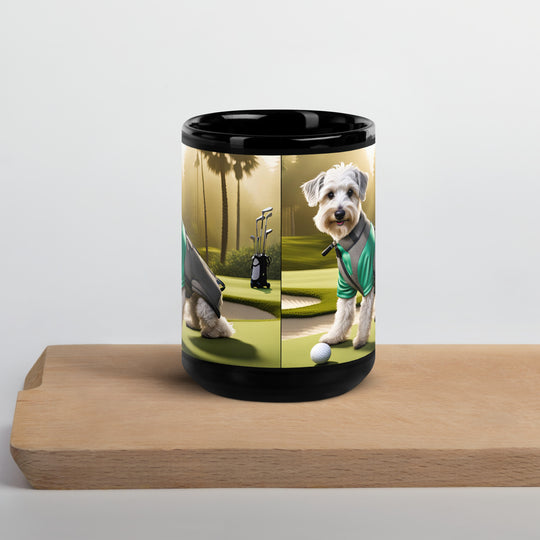 Schnoodle Golfer- Black Glossy Mug v3