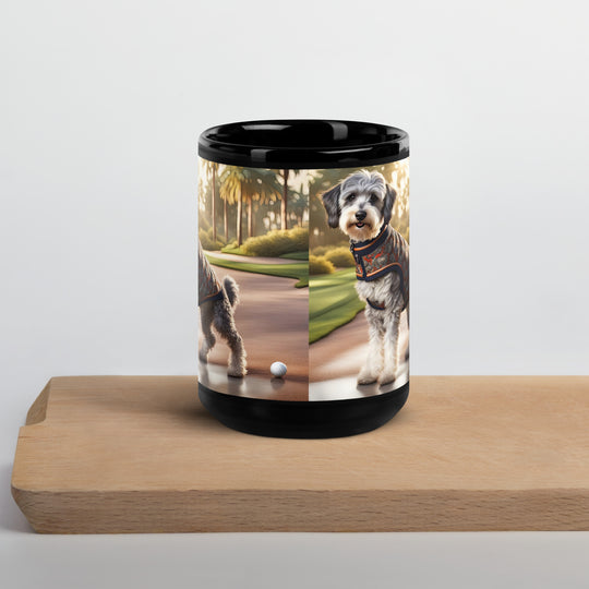 Schnoodle Golfer- Black Glossy Mug v11