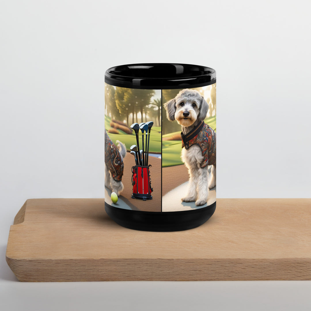 Schnoodle Golfer- Black Glossy Mug v14