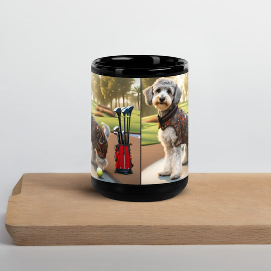 Schnoodle Golfer- Black Glossy Mug v14