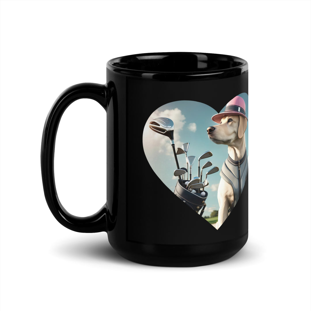 Black Glossy Mug-Labrador Retriever Golfer V2