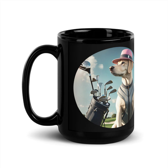 Black Glossy Mug-Labrador Retriever Golfer V3