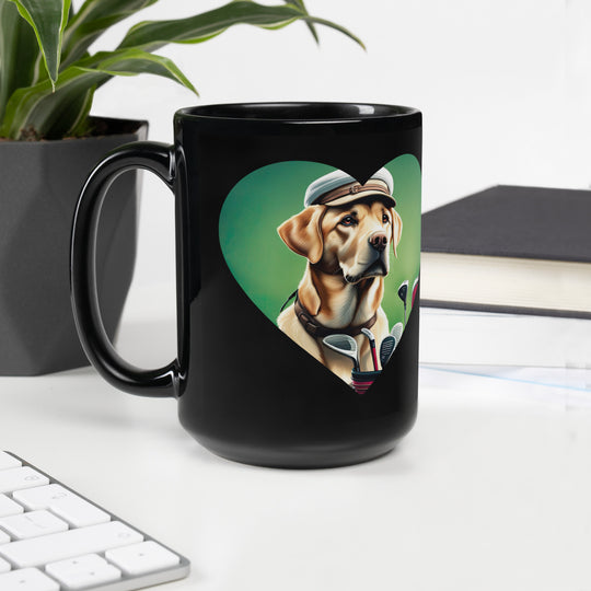 Black Glossy Mug-Labrador Retriever Golfer V4