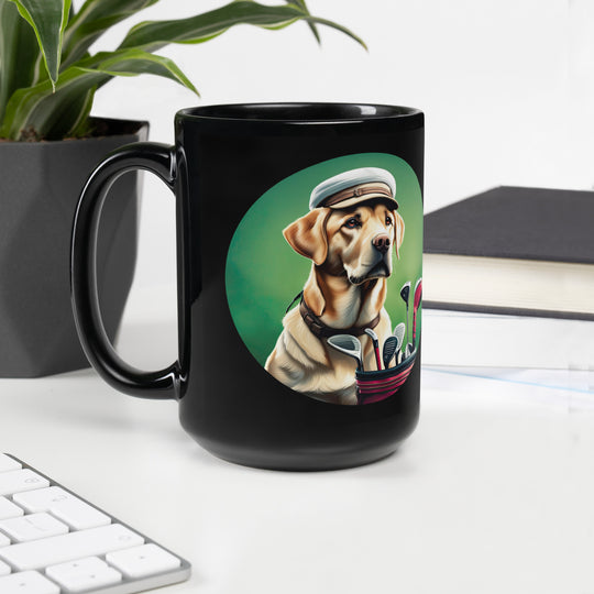 Black Glossy Mug-Labrador Retriever Golfer V5