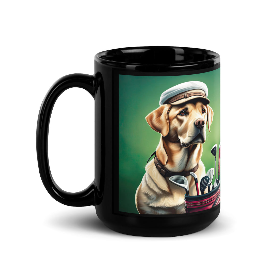 Black Glossy Mug-Labrador Retriever Golfer V7