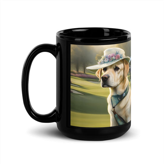 Black Glossy Mug-Labrador Retriever Golfer V9